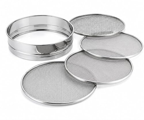 3-in-1 Atta Chalni, Multipurpose Stainless Steel Flour Sieve, Flour Chhalni, Atta Channi, Multipurpose Mesh Sieve for Flour, Maida & Spices, Pack of 3 (9Inch (4-in-1))