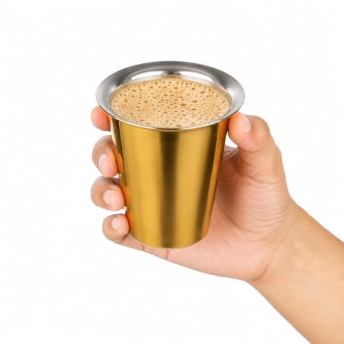 Stainless Steel Dabra Set, Pack of 6, South Indian coffee cup, 120ml each, Davara,Tumbler Set, Coffee Dabara Set