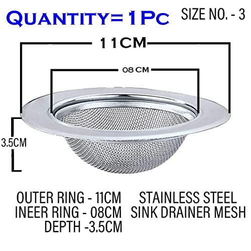 Stainless Steel Kitchen Sinc Strainer, Sinc Drain Cover, Sink Jali, Sink Drain Filter Jali, Waste Coupling (11 cm) (2pcs)