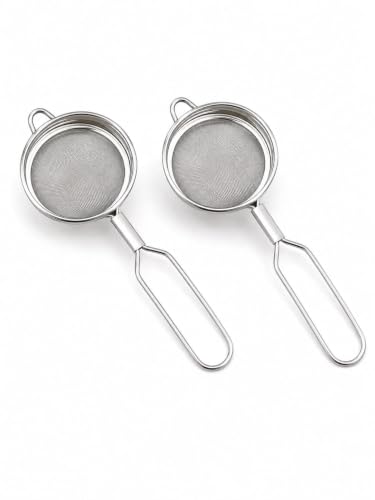 Stainless Steel Tea Strainer (Size 8cm), Stainless Steel Tea Strainer,Heavy Duty Chalani, Coffee Strainer, Tea Filter Stainless Steel, Fine Mesh x2pcs