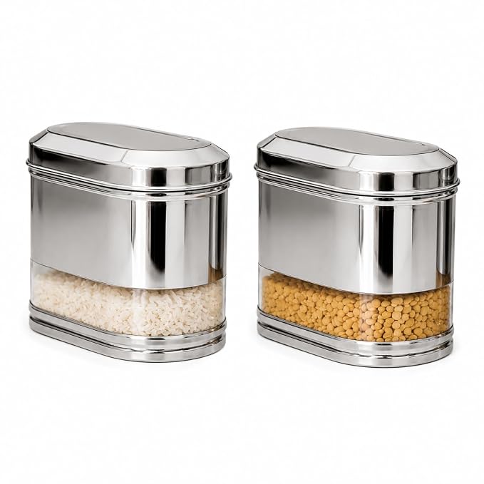 SS Open see through Canister Capsule Shape 2000ml x 2pcs